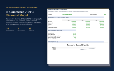 Ecommerce Financial Model Excel Template - 36-Month DTC Forecast