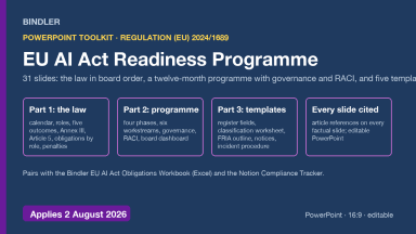 EU AI Act Readiness Programme (PowerPoint toolkit, 31 slides, every slide cited)
