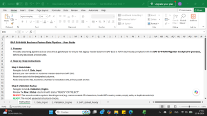 SAP S/4HANA Business Partner (BP) Data Validation Template
