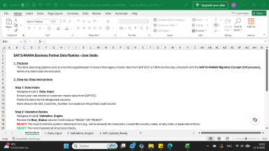 SAP S/4HANA Business Partner (BP) Data Validation Template