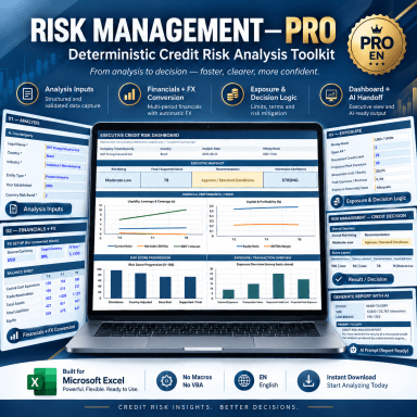 Credit Risk Analysis Excel Model – Financial Analysis, Exposure, Credit Limits & Decision Dashboard