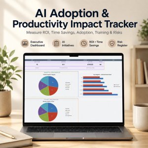 AI Adoption Tracker Excel Template | Productivity, Time Savings, Training, Risks & AI ROI Dashboard