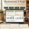 Restaurant 5-Year Financial Model Excel | Three-Statement Forecast, Break-Even, Scenarios, Cash Flow & Investor Deck