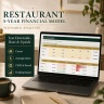 Restaurant 5-Year Financial Model Excel | Three-Statement Forecast, Break-Even, Scenarios, Cash Flow & Investor Deck