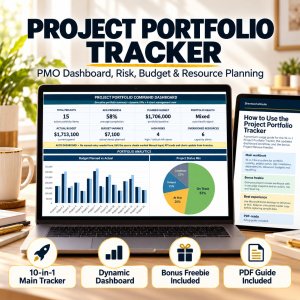 Project Portfolio Management Excel System | PMO Dashboard, Risk, Resources, Budget & KPI Reporting