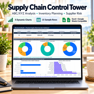 Supply Chain ABC/XYZ Excel System | Inventory, Reorder Planning, Supplier Performance & Risk Dashboard