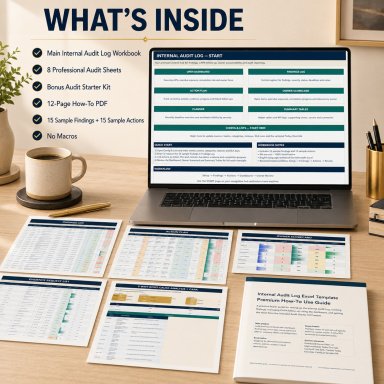 Internal Audit & CAPA Excel System | Findings Tracker, Corrective Actions, Dashboard & Audit Starter Kit