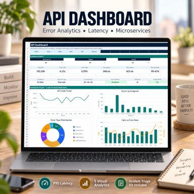API Analytics Excel Dashboard | Error Logs, Latency KPIs, Microservices, Incidents & SLA Tracker