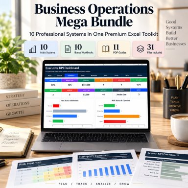 Business Operations Mega Bundle | 10 Excel Systems for PM, Risk, Audit & ESG