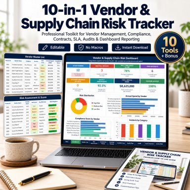 Vendor Risk & Supplier Management System | 10-in-1 Excel Dashboard