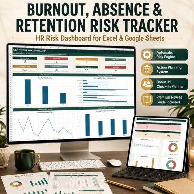 Burnout, Absence & Retention Risk Tracker | HR Risk Dashboard in Excel