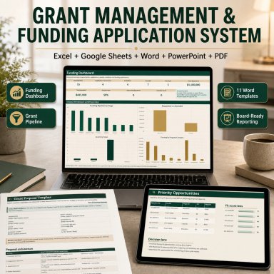 Grant Management & Funding Application System | Excel, Word & PowerPoint