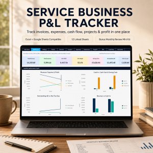 Service Business P&L & Cash Flow Tracker | Excel Finance Dashboard