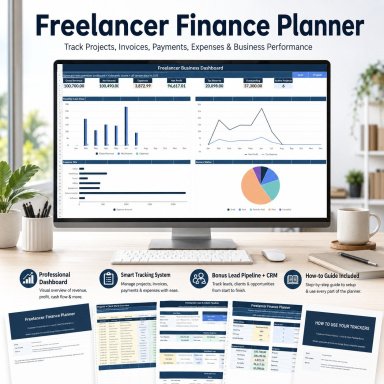 Freelancer Finance Planner & Client CRM | Excel Business Dashboard