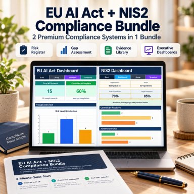 EU AI Act + NIS2 Compliance Bundle | Excel Risk, Gap & Evidence Trackers