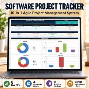 Software Project Tracker | Agile Sprint, Backlog, QA & Risk Dashboard Excel