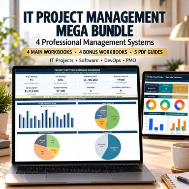 IT Project Management Mega Bundle | PMO, Agile, DevOps & Portfolio Excel