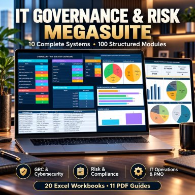 IT Governance & GRC Excel MegaSuite | 10 Systems, 100+ Modules, Risk & Compliance