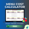 Menu Cost Calculator Excel Template | Recipe Cost Template | Food Cost Calculator