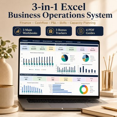 Business Operations Excel Bundle 3-in-1 | P&L, Cashflow, Skills & Capacity