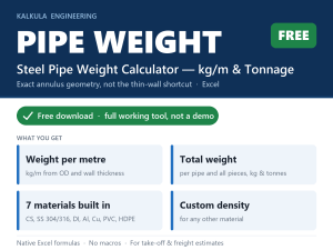 Pipe Steel Weight Calculator — kg/m & Total Tonnage, Exact Annulus Method (Free Excel)