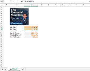 DateDif Excel Calculator