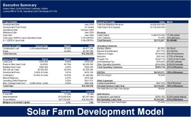 Solar Farm Development Excel Model Template