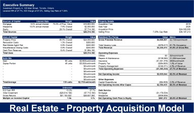 Real Estate - Property Acquisition Excel Model Template