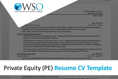 Private Equity (PE) Resume CV Template