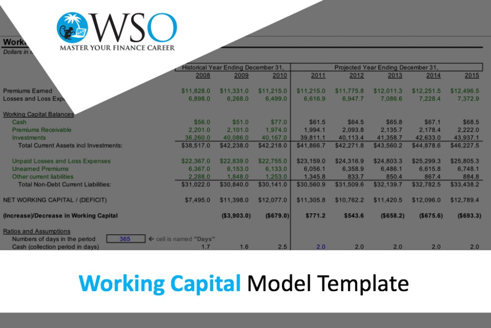 change in working capital formula excel