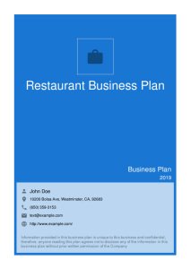 Restaurant Business Plan