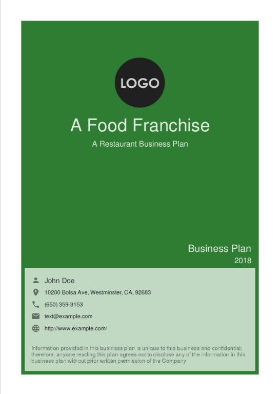 food franchise business plan