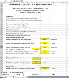 Dividend Adjusted Model to value Long Term Options