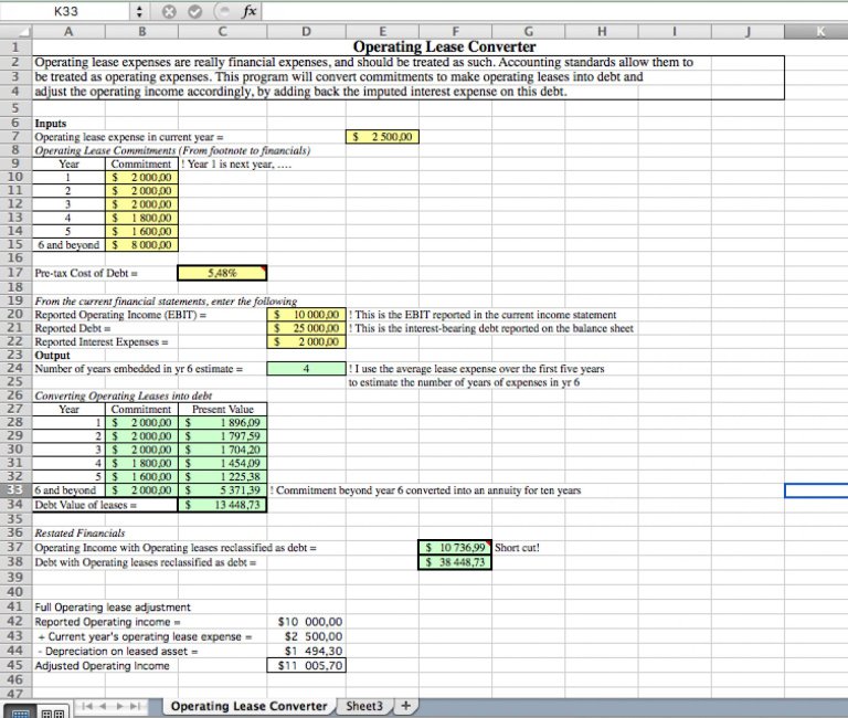 Converting Operating Lease Expenses Excel Model - Eloquens