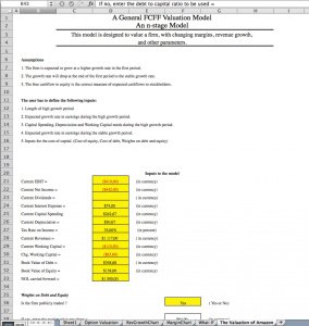 Generalized Free Cash Flow for the Firm (FCFF) Excel Model