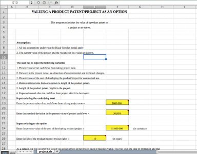 Option Pricing Model to Value a Product Patent or Option