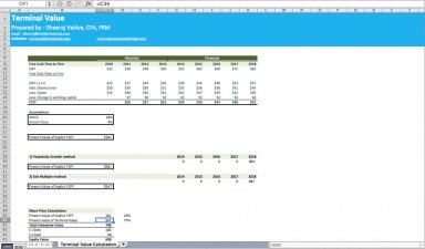 Terminal Value Calculation Excel Template