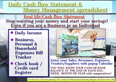Daily Cash flow Statement & Money Management spreadsheet V03.1
