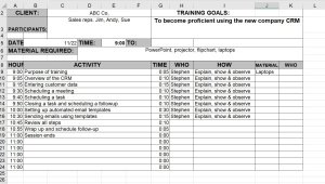 Employee Training Session Planning Worksheet