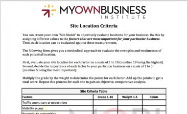 Business Site Location Criteria