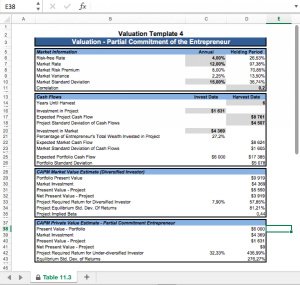 Valuation Partial Commitment of the Entrepreneur