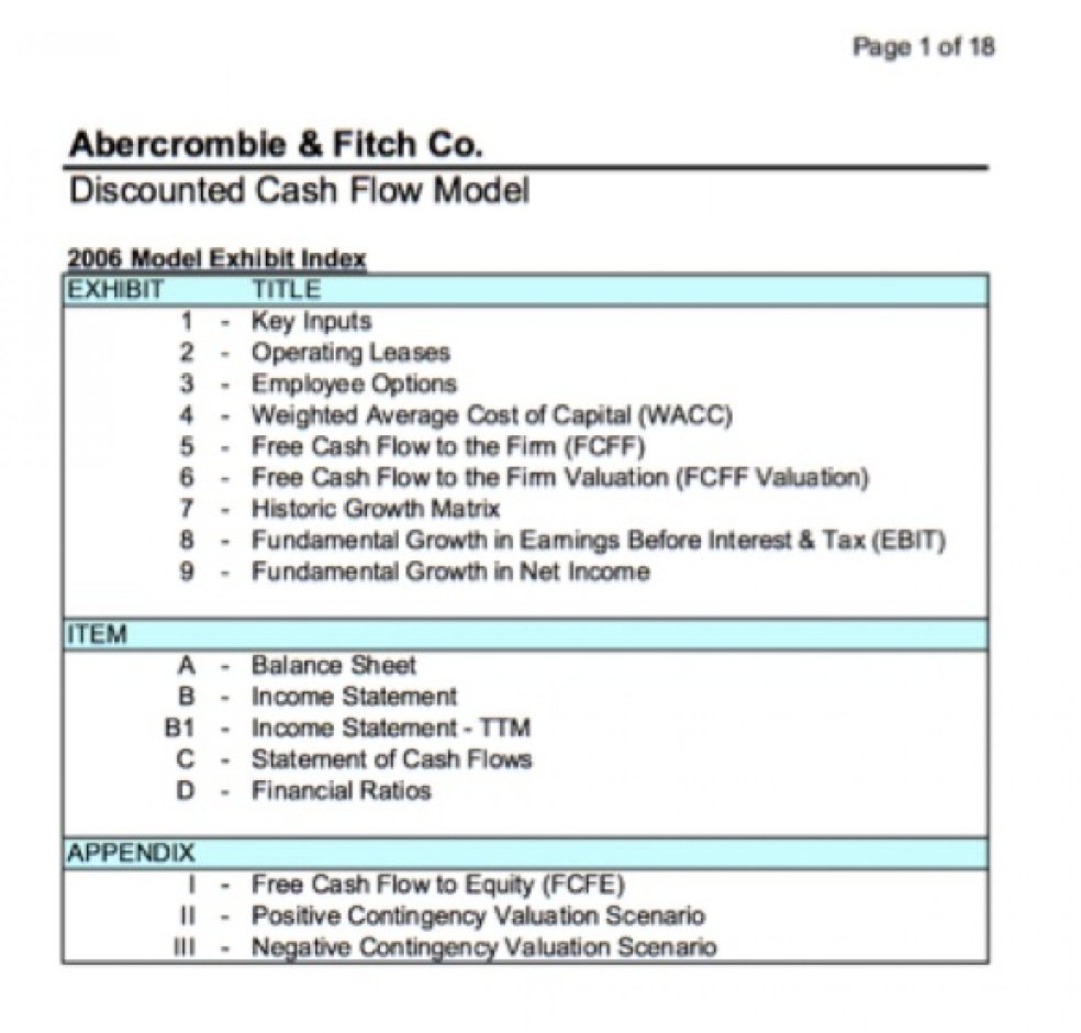 Abercrombie & Fitch Excel Valuation Model - Eloquens