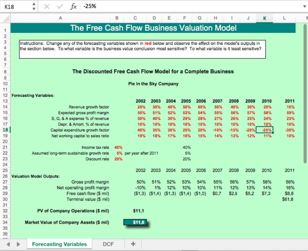 The Discounted Free Cash Flow (DCF) Excel Valuation Model - Eloquens