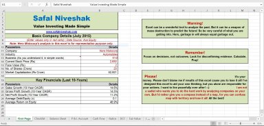 Stock Analysis Excel Model