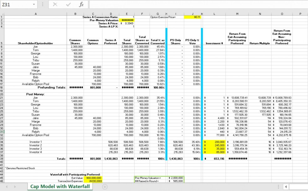 excel-startup-cap-table-template-waterfall-analysis-eloquens