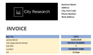 Freelancer / Contractor / Startup Excel Printable Invoice Template