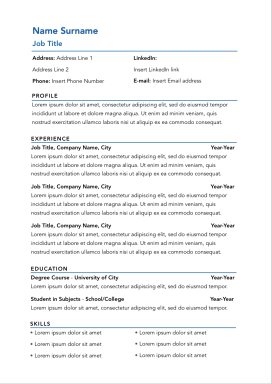 Modern English CV Template (for Word and Pages)