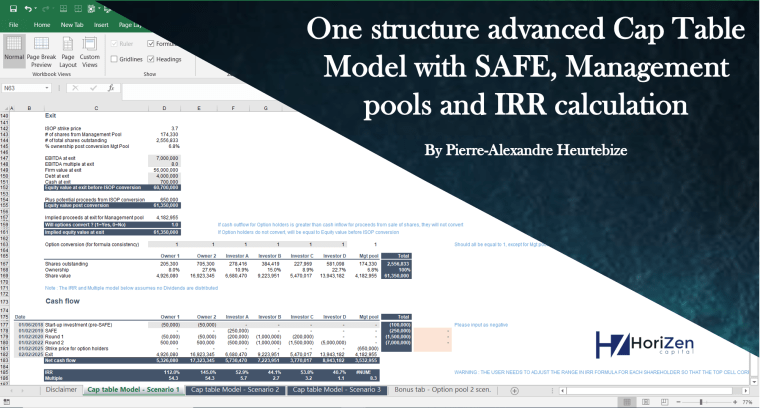 Multiple rounds Cap Table including Safe, pro-rata rights and ...
