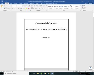 Contract Template - Islamic Banking - Sample Agreement To Finance