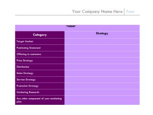 One Page Marketing Plan for Anyone to Use